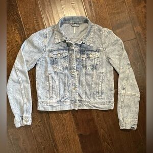 Free People Rumors Jean Jacket Womens Small Denim Light Wash Boho Staple Crop